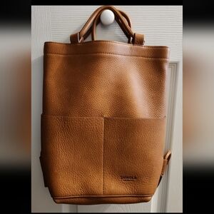 Shinola Detroit "THE POCKET" Drawstring Saddle Leather Casual Backpack.